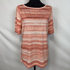 NWT Erika Peaches Burlap Stripe Meghan Petite Small Elbow Length Sleeve Top